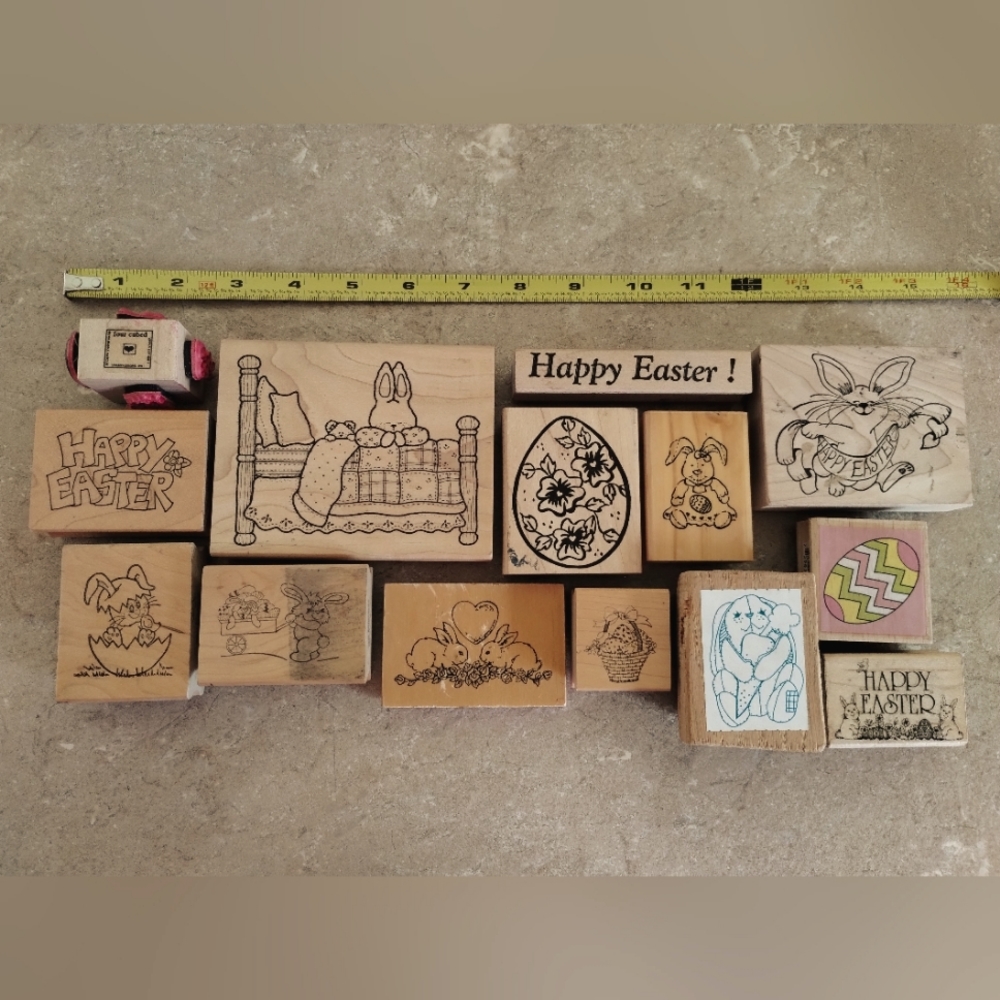18 Easter Rubber Ink Stamps Cards Crafts Scrapbooking Decorate Bunny Egg